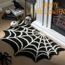Load image into Gallery viewer, Black Spider Web Halloween Rug