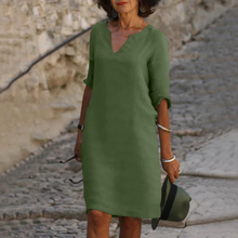 Load image into Gallery viewer, Three-quarter sleeve dress with a V-neck