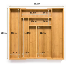 Load image into Gallery viewer, Adjustable Bamboo Drawer Organizer for Effortless Kitchen Storage
