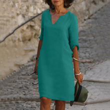 Load image into Gallery viewer, Three-quarter sleeve dress with a V-neck