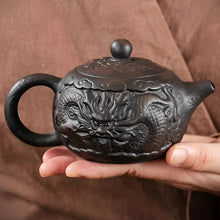Load image into Gallery viewer, Purple Clay Dragon Relief Handmade Teapot for Traditional Tea Ceremony