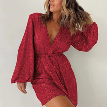 Load image into Gallery viewer, Sequin long-sleeved one-piece suit