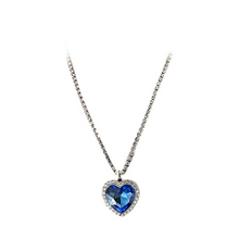 Load image into Gallery viewer, Crystal Heart Necklace - Titanium Pendant Rhinestone Necklace Titanic