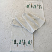 Load image into Gallery viewer, Embroidered Tree Table Runner with Neutral Fabric for Holiday Dining