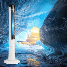 Load image into Gallery viewer, Bladeless tower fan oscillating floor fan with remote, 3 speeds, and 7.5-hour timer