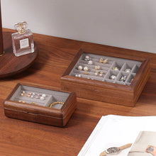 Load image into Gallery viewer, Walnut Jewelry Box with Glass Top Organizer
