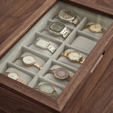 Load image into Gallery viewer, Walnut Watch Collection Box with Glass Top