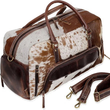 Load image into Gallery viewer, Cowhide Leather Duffle Bag, Handmade Unisex Travel Weekender