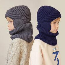 Load image into Gallery viewer, Kids Winter Knitted Hat and Scarf Set with Plush Lining