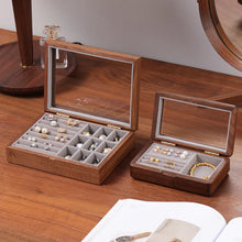 Load image into Gallery viewer, Walnut Jewelry Box with Glass Top Organizer