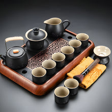Load image into Gallery viewer, Black Clay Kung Fu Tea Set with Anti-scalding Handle Teapot and Matching Cups for Home Tea Ceremony