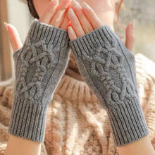 Load image into Gallery viewer, Cable Knit Fingerless Gloves for Winter Warmth