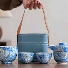 Load image into Gallery viewer, Portable Enamel Travel Tea Set with Teapot and Three Cups