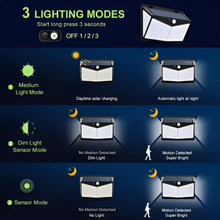 Load image into Gallery viewer, Solar Powered LED Wall Light with Motion Sensor, Waterproof Outdoor Security Lamp for Yard, Pathway, and Front Door