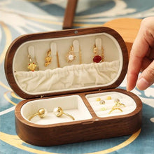 Load image into Gallery viewer, Mini Portable Jewelry Box Compact Wooden Travel Organizer