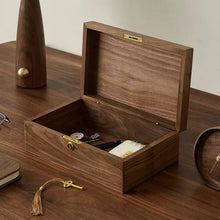 Load image into Gallery viewer, Walnut Jewelry Organizer Box with Lock and Minimalist Design