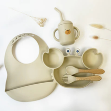 Load image into Gallery viewer, Baby Mealtime Set with Bib and Straw Cup