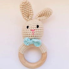 Load image into Gallery viewer, Crochet Baby Rattle in Wood and Yarn