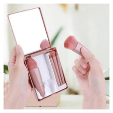 Load image into Gallery viewer, 5pc Mini Travel Size Makeup Brush Set with Mirror