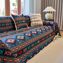 Load image into Gallery viewer, Nomad Dream Boho Couch Cover, Vintage Geometric Chenille Furniture Protector