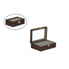 Load image into Gallery viewer, Walnut Jewelry Box for Rings and Earrings with Glass Lid
