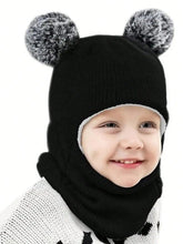 Load image into Gallery viewer, Cute Kids Winter Balaclava with Double Pom Poms