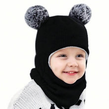 Load image into Gallery viewer, Cute Kids Winter Balaclava with Double Pom Poms