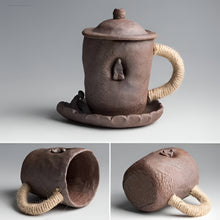 Load image into Gallery viewer, Handmade Thick Ceramic Coffee Mug with Lid and Spoon