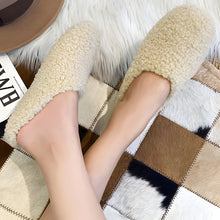Load image into Gallery viewer, Women's Winter Wool Slippers with Curly Sheep Fur and Cozy Cotton Lining