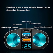 Load image into Gallery viewer, Dual USB Car Charger with Voltage Display 12V to 24V