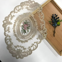 Load image into Gallery viewer, Elegant Embroidered Lace Round Tablecloth with Matching Napkins and Coasters for Dining and Events