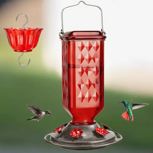 Load image into Gallery viewer, Glass Hummingbird Feeder with Six Flower Ports and Ant Moat, 24oz Capacity