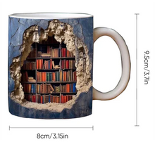 Load image into Gallery viewer, 3D Library Bookshelf Mug, Coffee Mugs Gift for Book