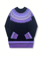 Load image into Gallery viewer, Womens Chunky Jacquard Round Neck Sweater with a Nature Inspired Pattern in Eight Colors