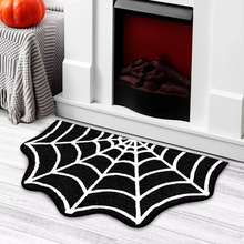 Load image into Gallery viewer, Black Spider Web Halloween Rug