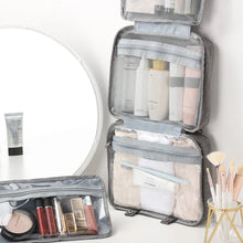 Load image into Gallery viewer, Travel Organizer for Cosmetics, Compact Water-Resistant Toiletry Bag with 4 Compartments and 360° Hook