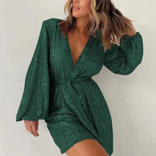 Load image into Gallery viewer, Sequin long-sleeved one-piece suit