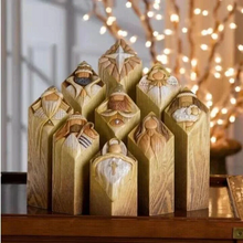 Load image into Gallery viewer, 9pcs Heaven Nativity Tree Pillar Statues
