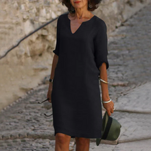 Load image into Gallery viewer, Three-quarter sleeve dress with a V-neck