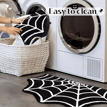 Load image into Gallery viewer, Black Spider Web Halloween Rug