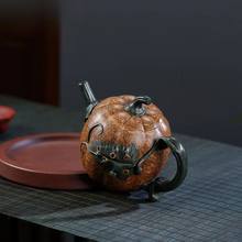 Load image into Gallery viewer, Handmade Yixing Purple Clay Pumpkin Teapot 15 oz – Traditional Chinese Zisha Tea Maker