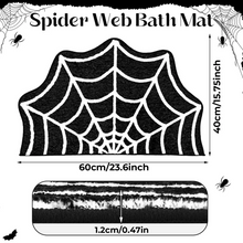 Load image into Gallery viewer, Black Spider Web Halloween Rug