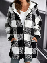 Load image into Gallery viewer, Women Oversized Hoodie Plaid Loose Overcoat