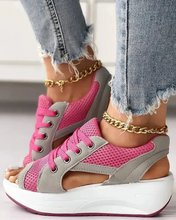 Load image into Gallery viewer, Contrast Paneled Cutout Lace-up Muffin Sandals