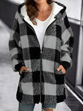 Load image into Gallery viewer, Women Oversized Hoodie Plaid Loose Overcoat