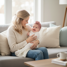 Load image into Gallery viewer, Cozy Knotted Baby Beanie with Bow Headband