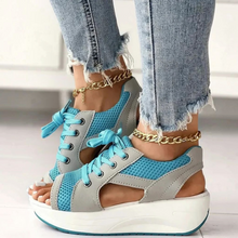 Load image into Gallery viewer, Contrast Paneled Cutout Lace-up Muffin Sandals