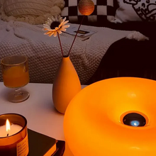 Load image into Gallery viewer, Donut Lamp – LED Dimmable Orange Table & Wall Lamp, Energy-Efficient Glass Light for Living Room, Bedroom, Dorm