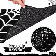 Load image into Gallery viewer, Black Spider Web Halloween Rug