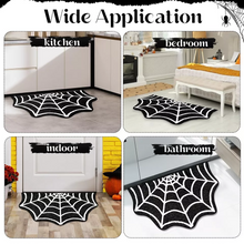 Load image into Gallery viewer, Black Spider Web Halloween Rug